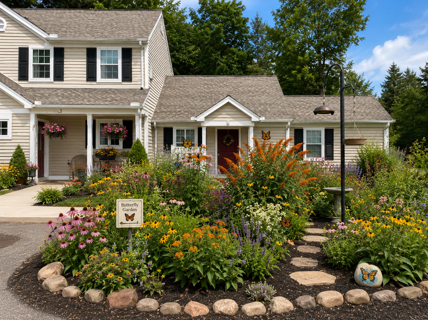Butterfly garden in front of a Foote Commons home